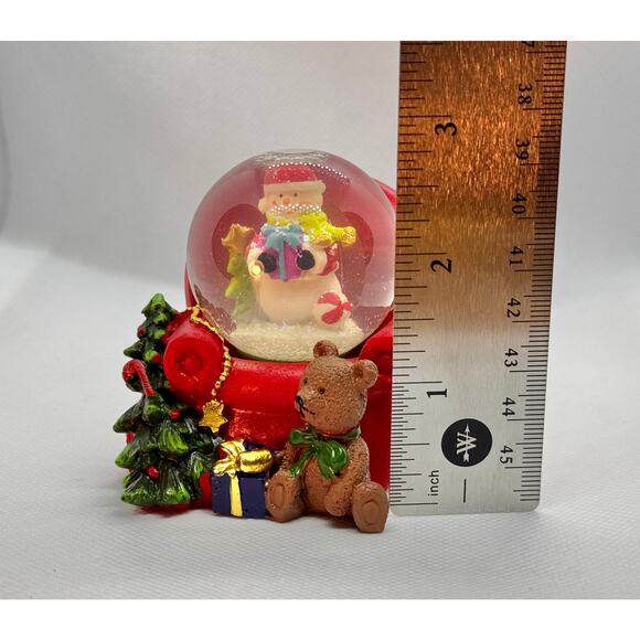 3in Mini Christmas Snow Globe for the Holidays Charm – Snowman & Teddy Bear - Picture 7 of 9